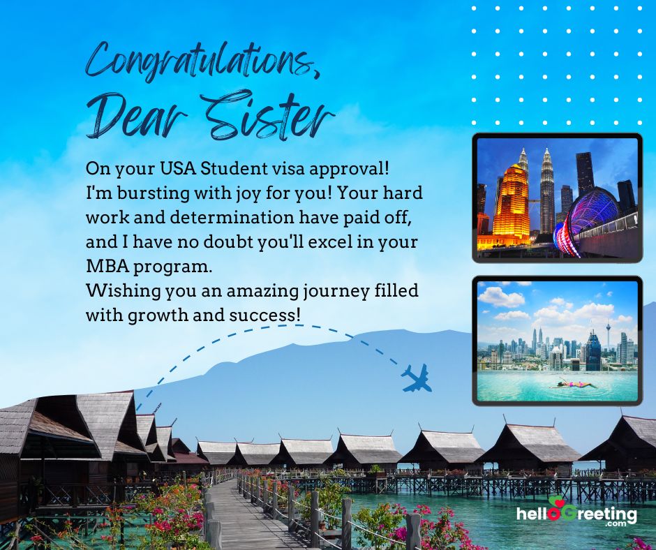 Visa Congratulation Messages to Sister for Getting Study Visa